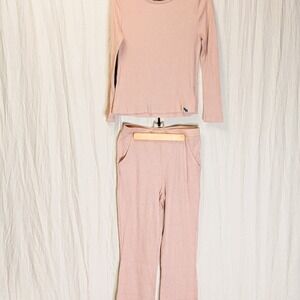 Nine West Pink Pajamas Set LS & Long Pants Stretchy Loungewear Sz Large
